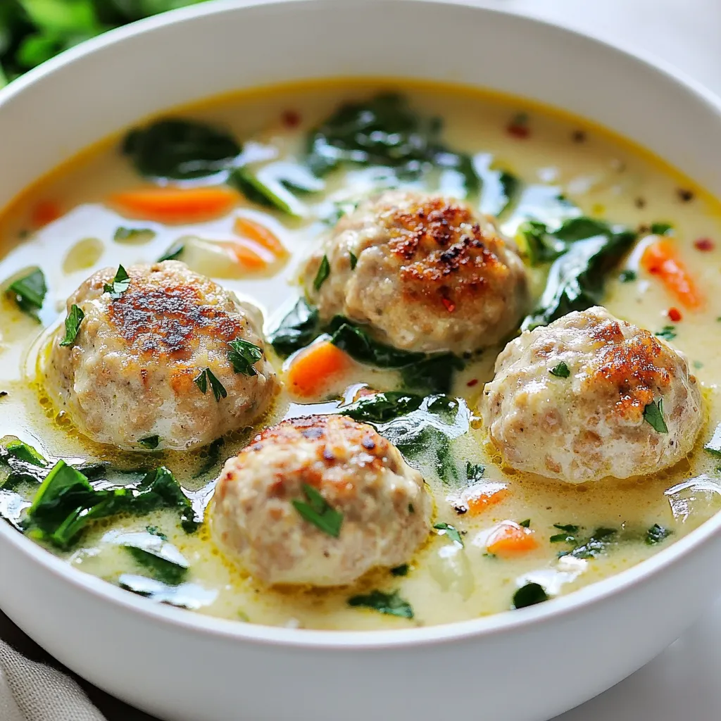 Creamy Garlic Chicken Meatball Soup Simple and Tasty