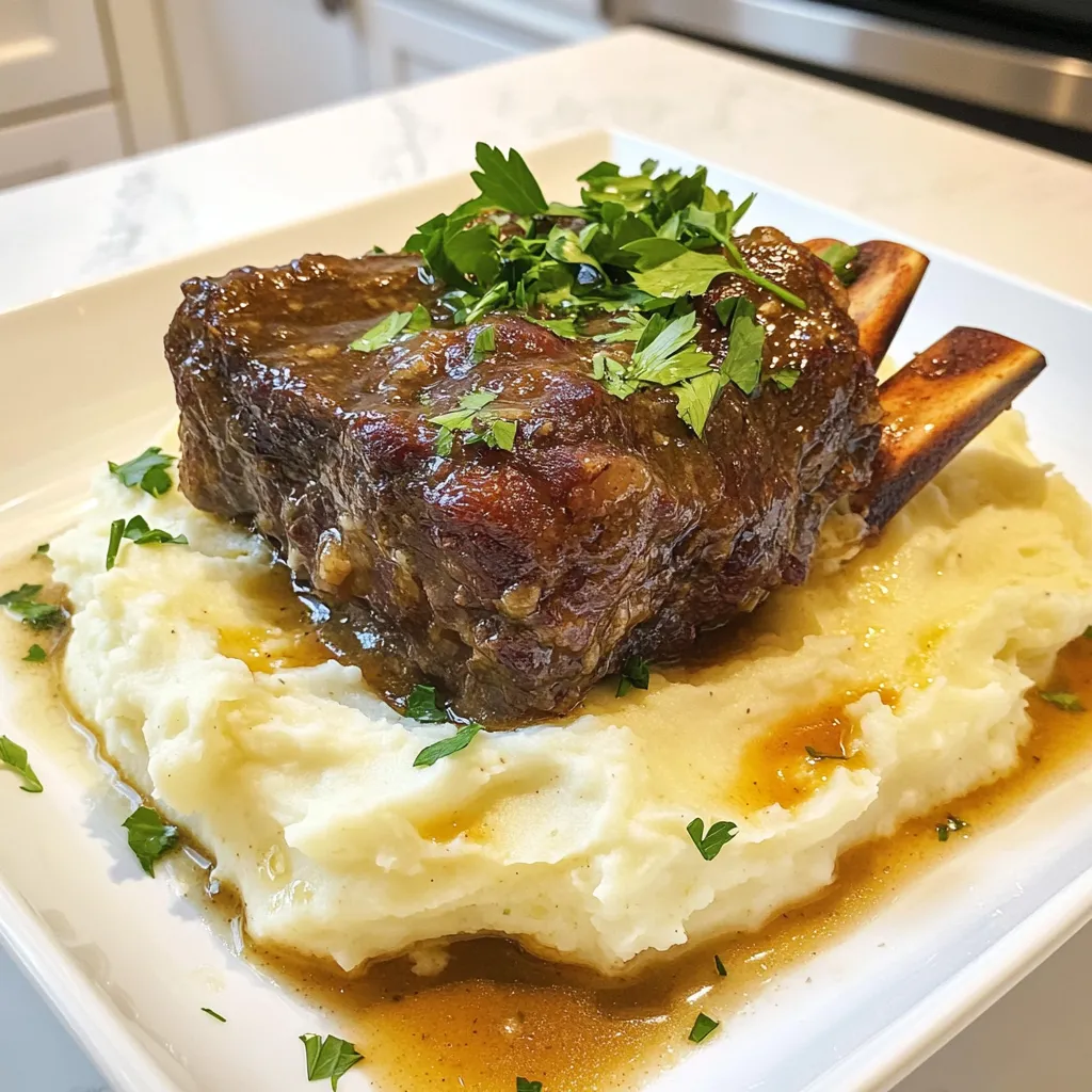 Braised Short Ribs with Garlic Mash Satisfying Comfort Food