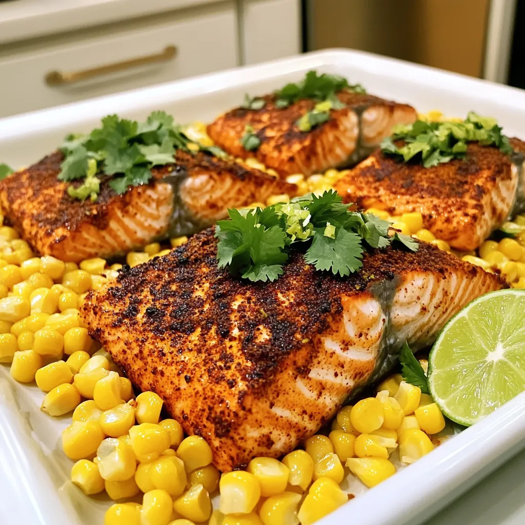 Sheet Pan Blackened Salmon &#038; Corn Flavorful Delight