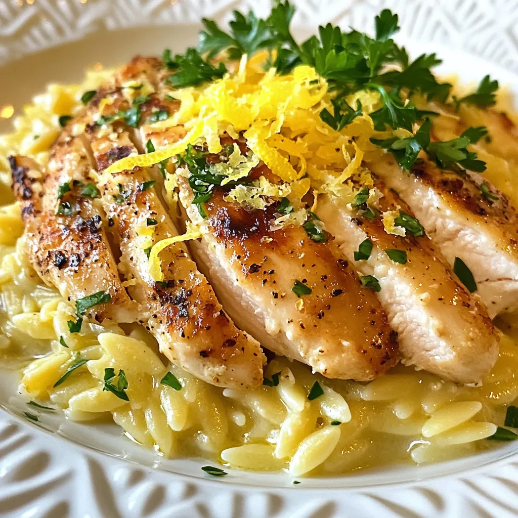 Creamy Lemon Parmesan Orzo with Chicken Delight