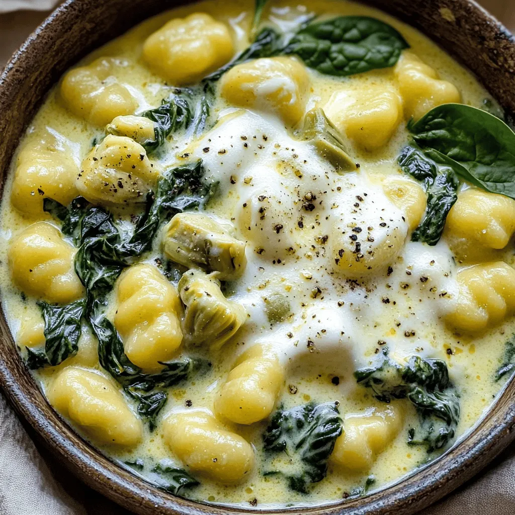 One Pot Creamy Spinach Artichoke Gnocchi Delight