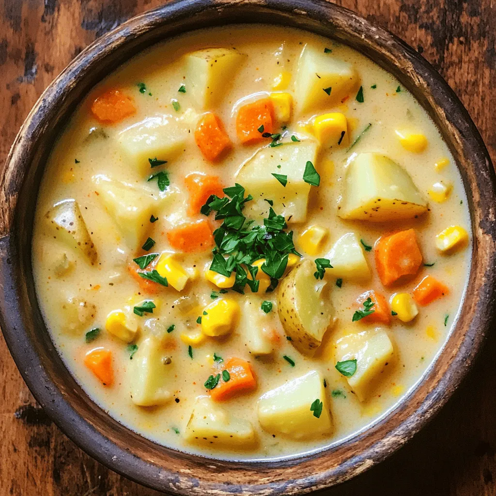 Slow Cooker Creamy Vegetable Chowder Comfort Dish