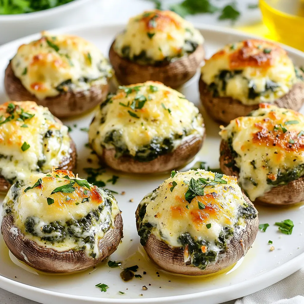 Cheesy Spinach Stuffed Mushrooms Tasty and Simple Dish