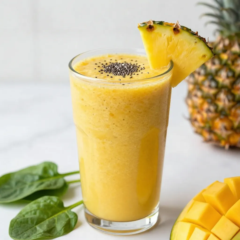 Mango Pineapple Green Smoothie Energizing Healthy Drink