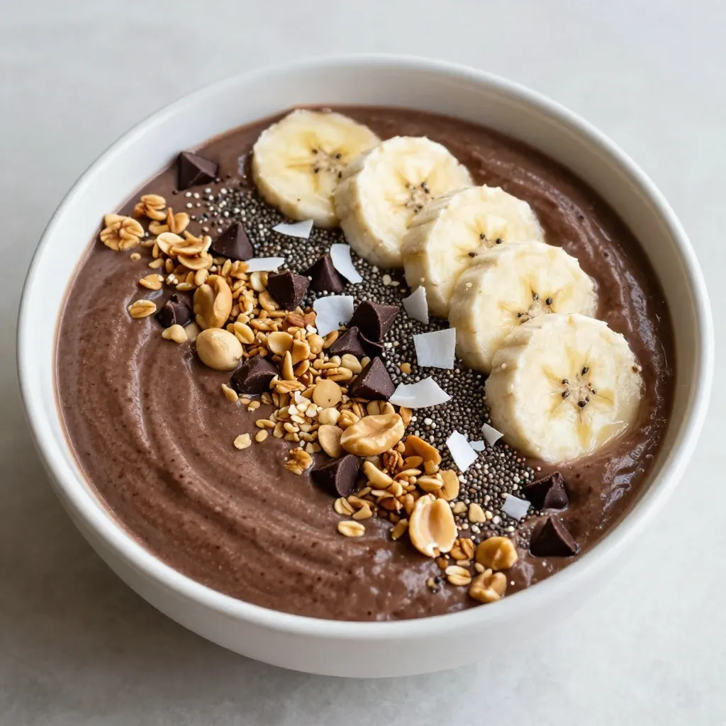 Chocolate Peanut Butter Banana Smoothie Bowl Delight