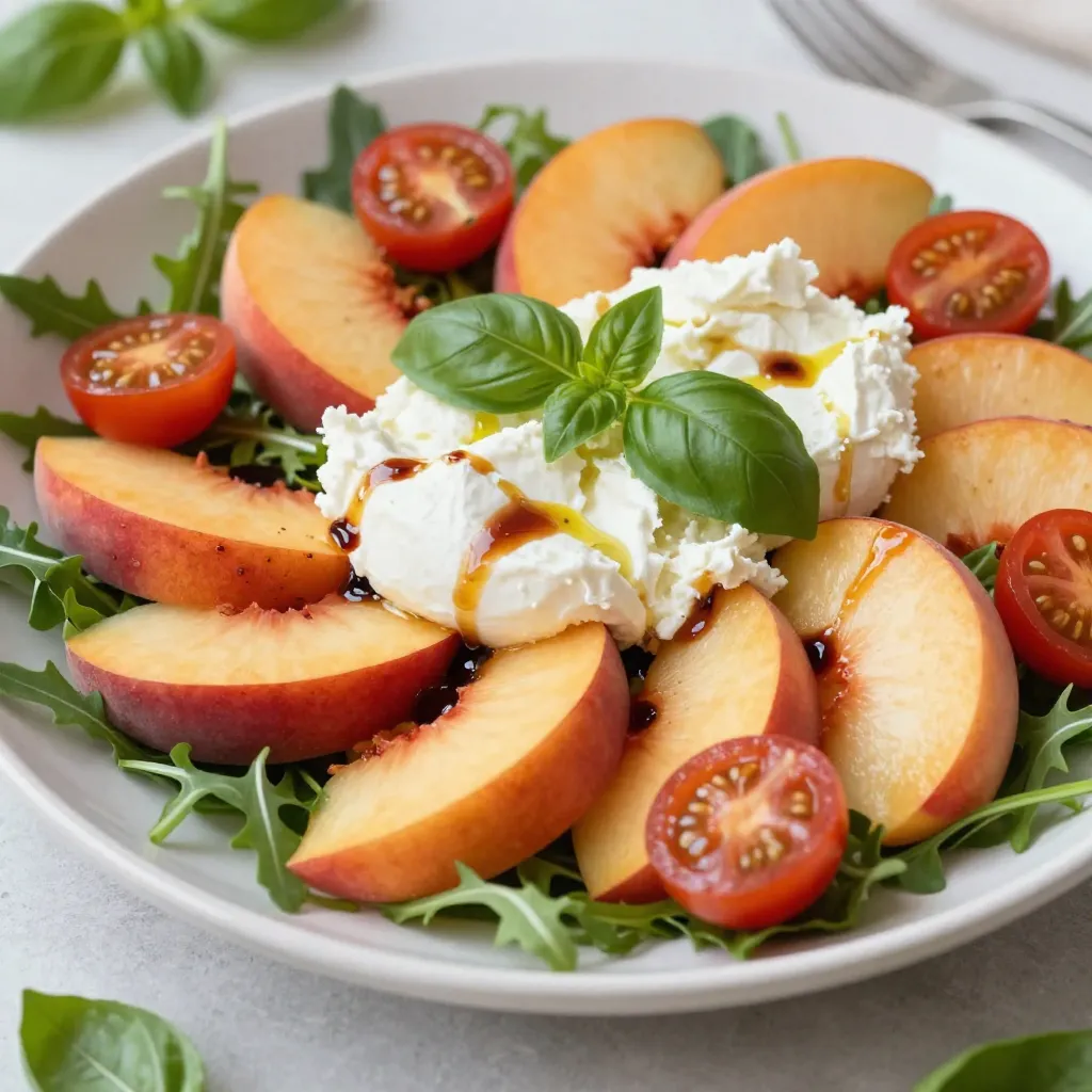 Peach Burrata Caprese Salad Fresh and Flavorful Dish