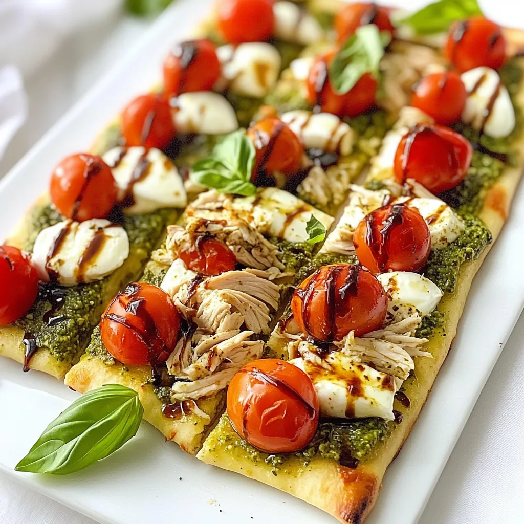 Savory Pesto Chicken Caprese Flatbread Recipe