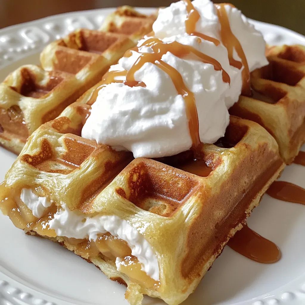 Caramel Apple Cheesecake Stuffed Waffles Delight