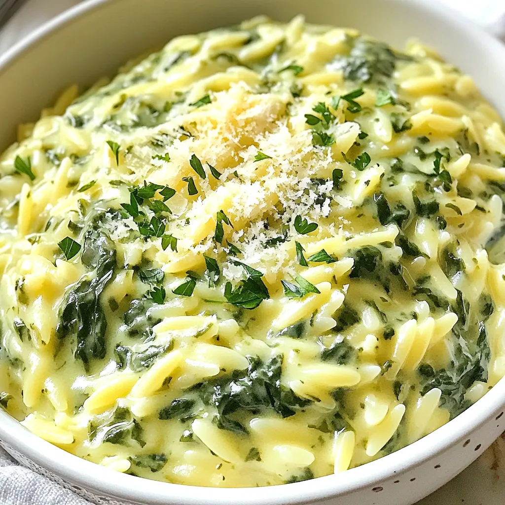 Creamy Parmesan Spinach Orzo With Rich Flavor Boost