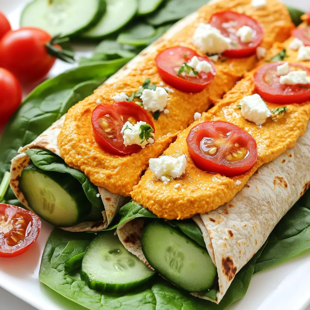 Roasted Red Pepper Hummus Wraps Healthy and Tasty Meal