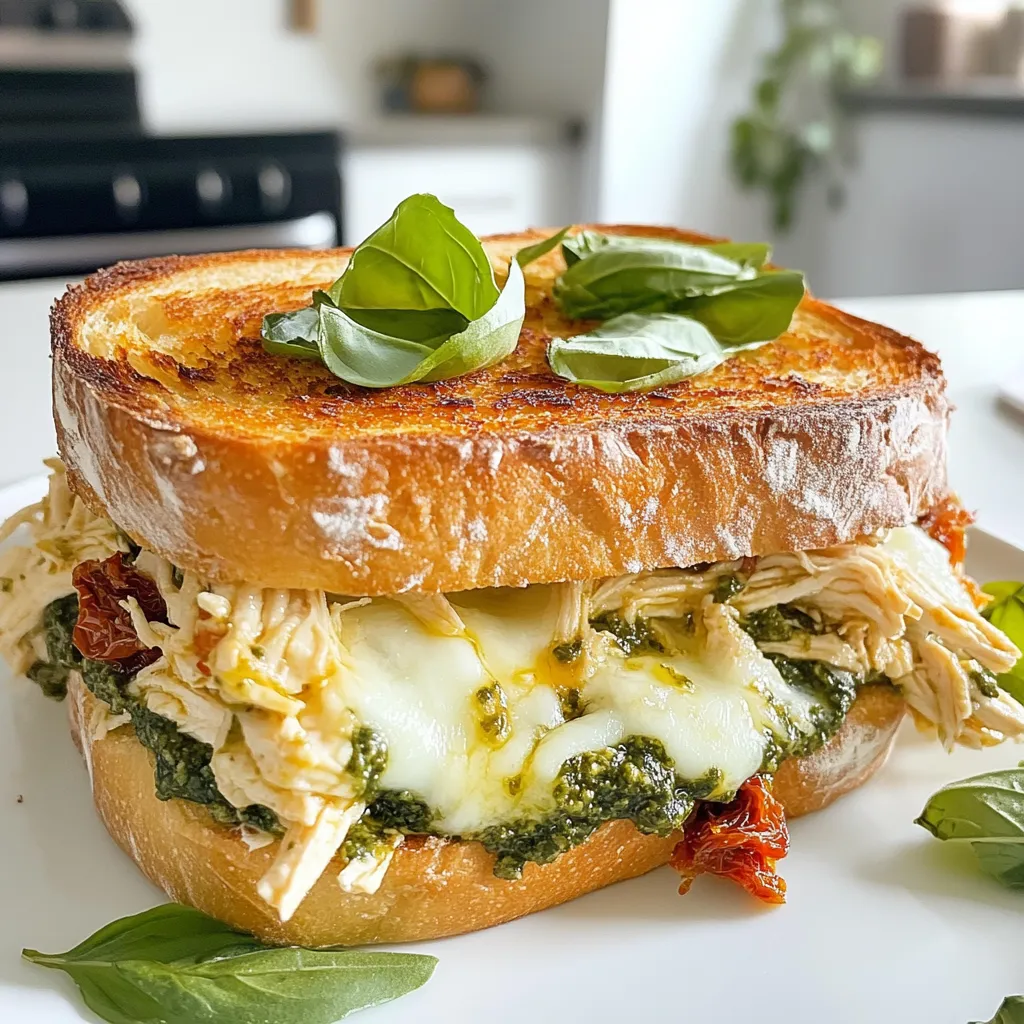 Basil Pesto Chicken Sandwich Melt Savory and Simple