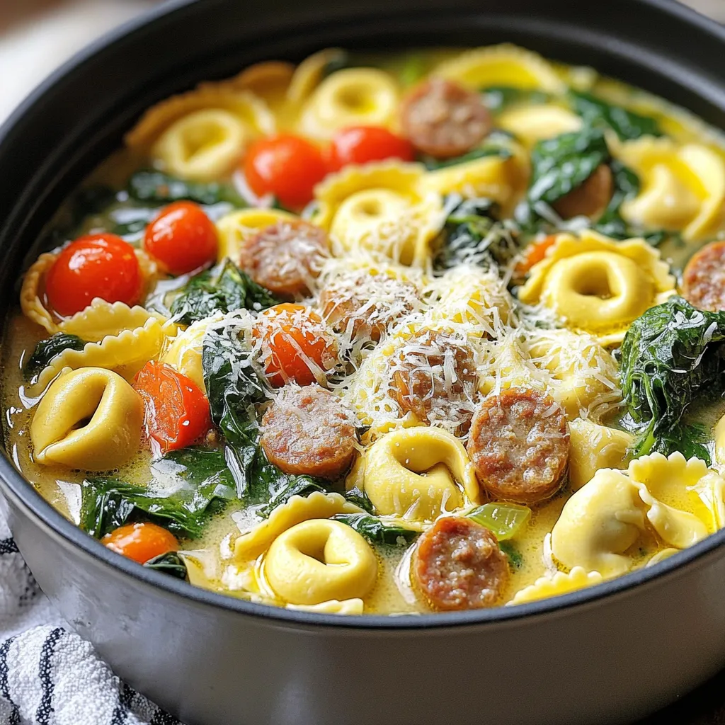 One-Pot Sausage Spinach Tortellini Easy Dinner Recipe