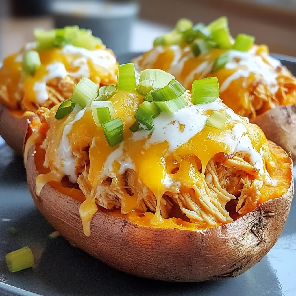 Buffalo Chicken Stuffed Sweet Potatoes Comfort Dish