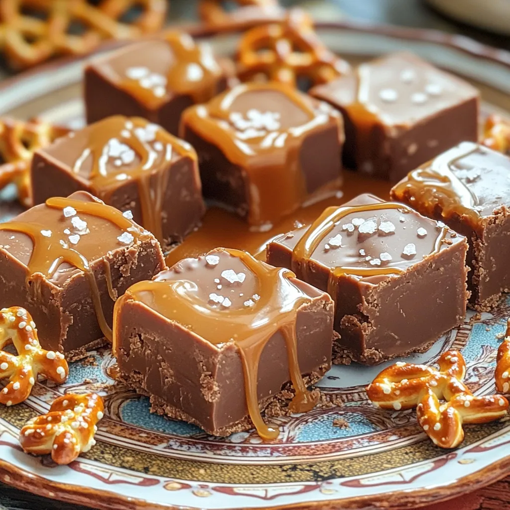 No-Bake Salted Caramel Pretzel Fudge Delight