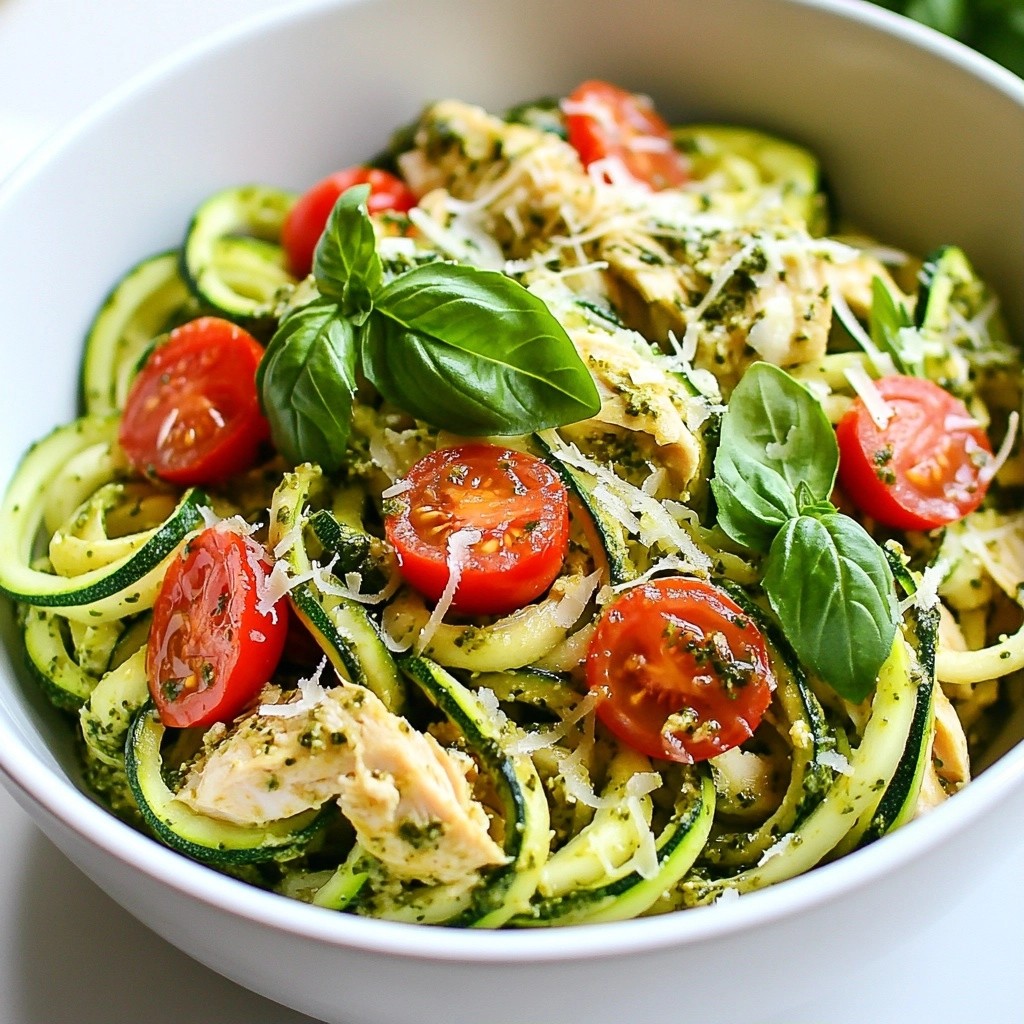 Quick Weeknight Meal Pesto Chicken Zoodles Recipe