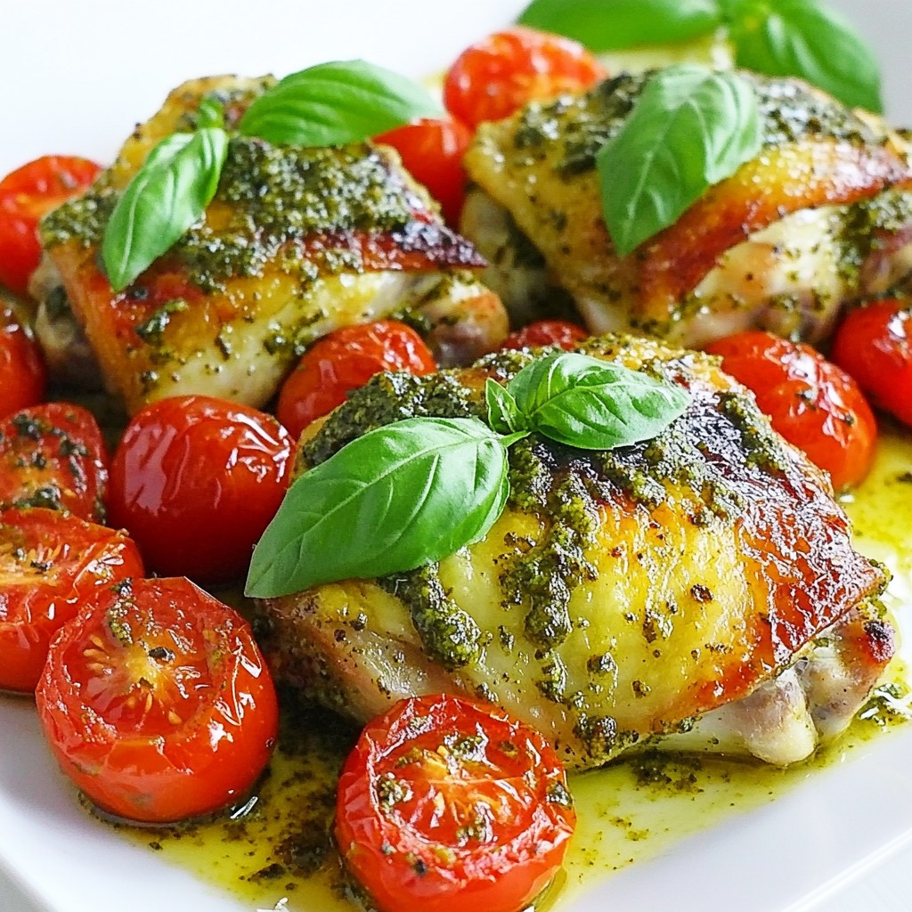 Simple Dinner Oven-Baked Pesto Chicken Thighs Recipe