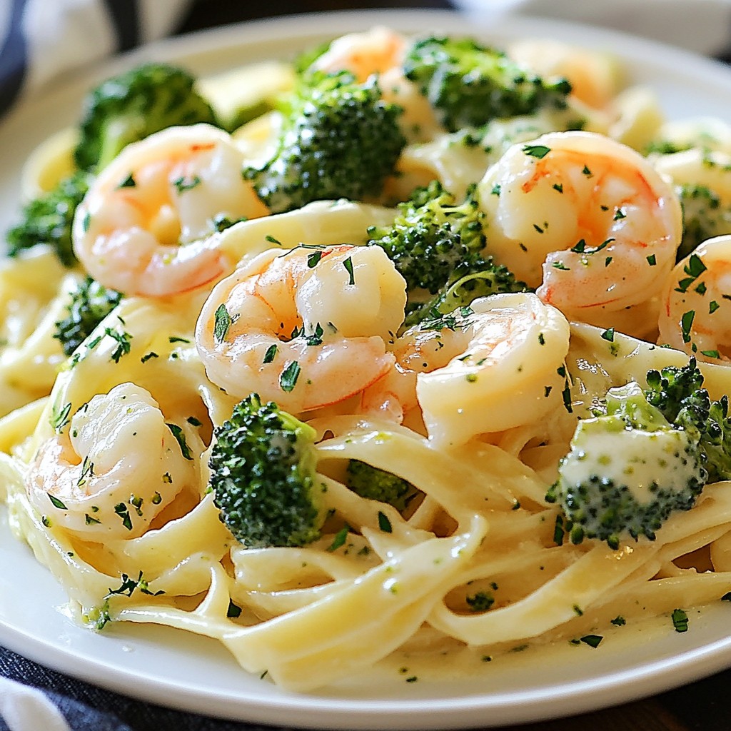 Easy Weeknight Shrimp and Broccoli Alfredo Dinner