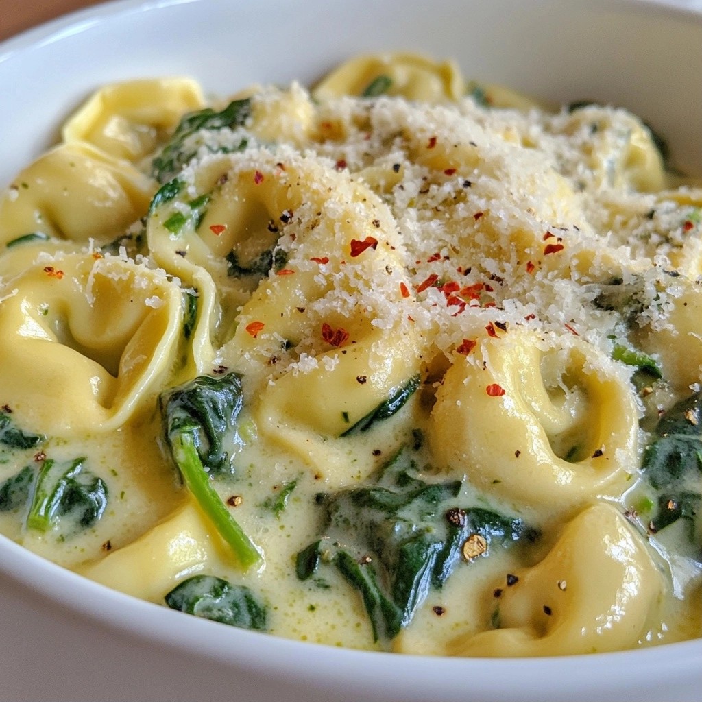 Simple Dinner Creamy Spinach Garlic Tortellini Delight