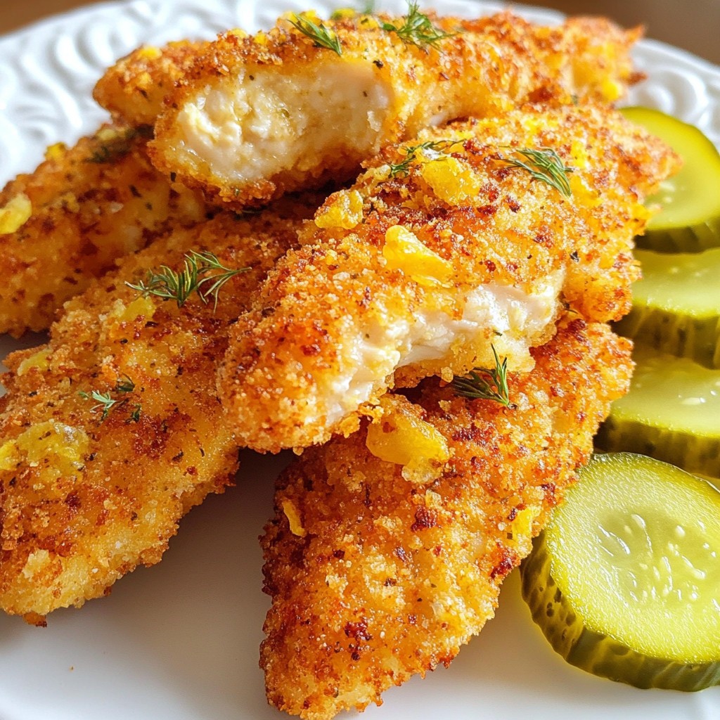 Garlic Dill Pickle Chicken Tenders Crispy and Juicy