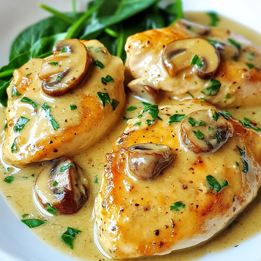 Simple Dinner Creamy Garlic Mushroom Chicken Delight