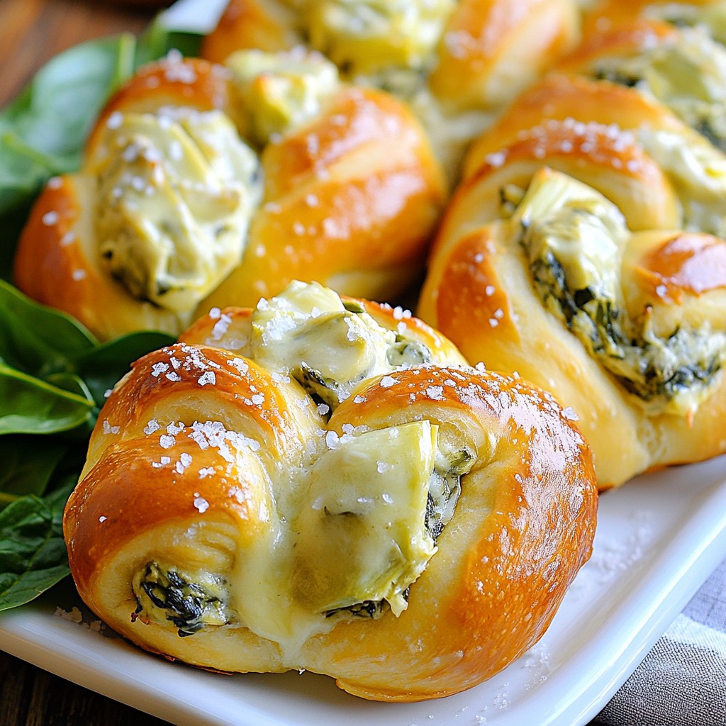 Spinach Artichoke Stuffed Pretzels Tasty Snack Treat