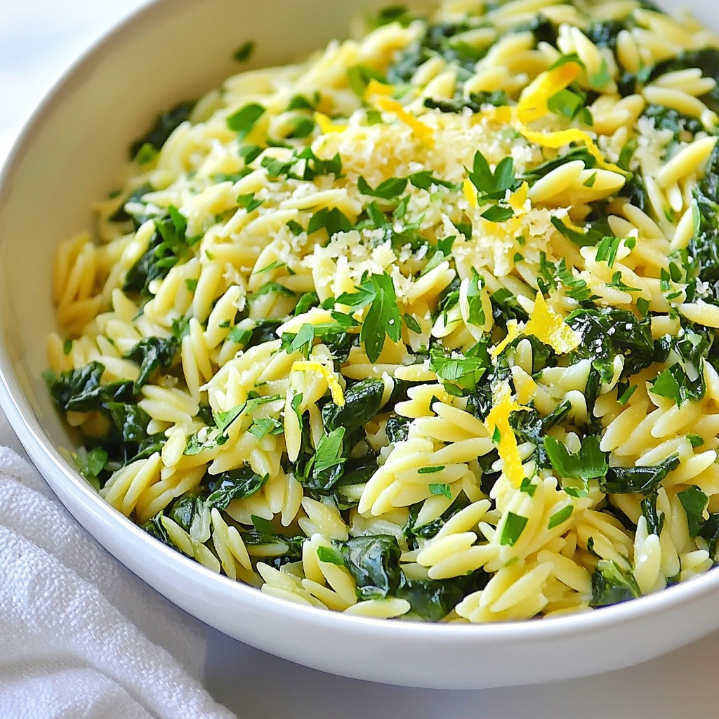 Quick Weeknight Lemon Garlic Orzo with Spinach Delight