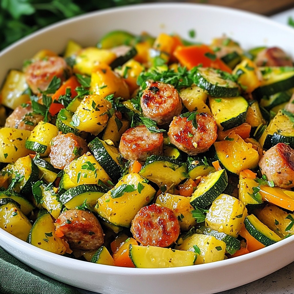 Easy Busy Night Zucchini and Turkey Sausage Skillet