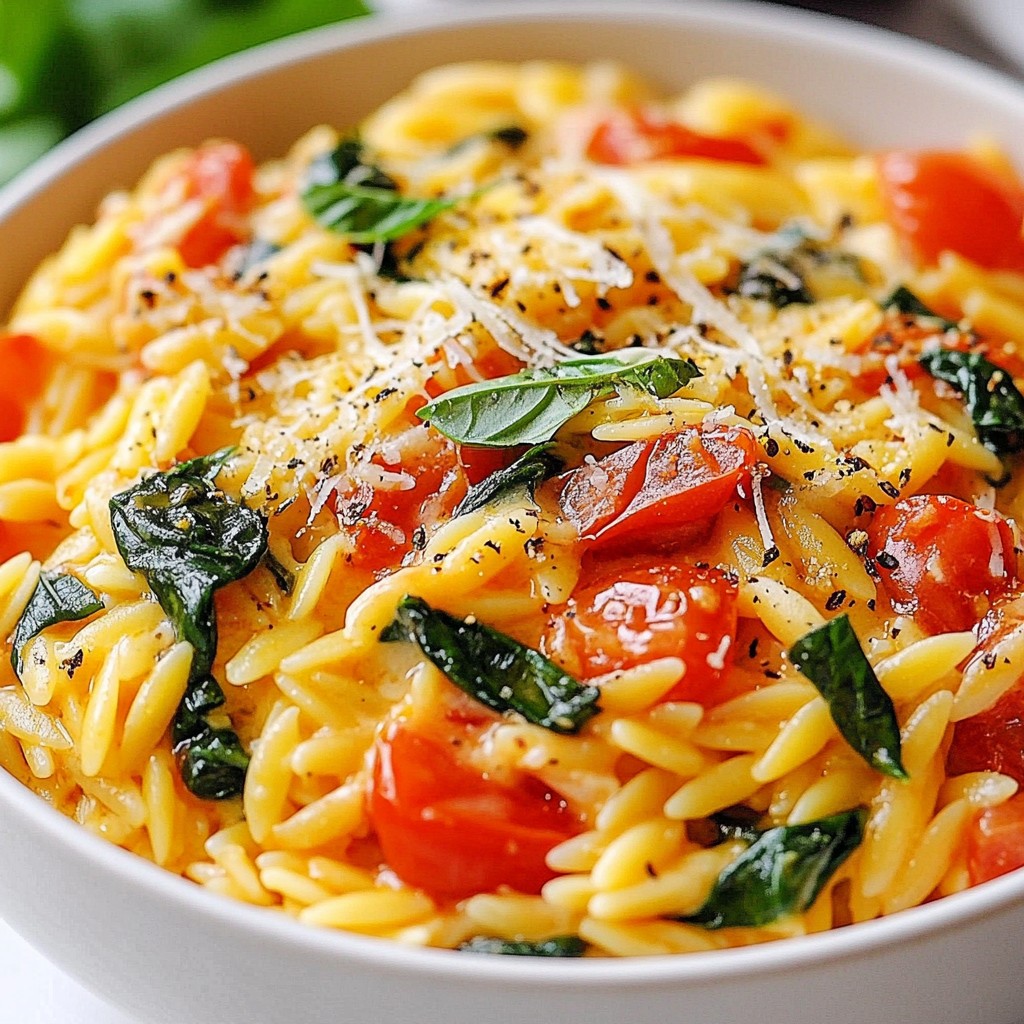 Creamy Tomato Spinach Orzo Rich and Flavorful Recipe