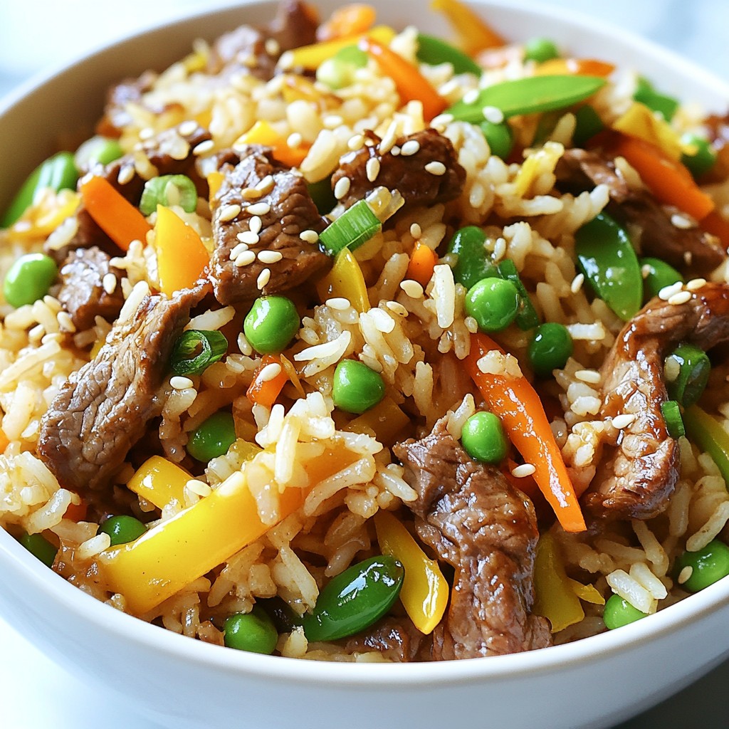Hearty weeknight dinner Beef Stir-Fried Rice Delight