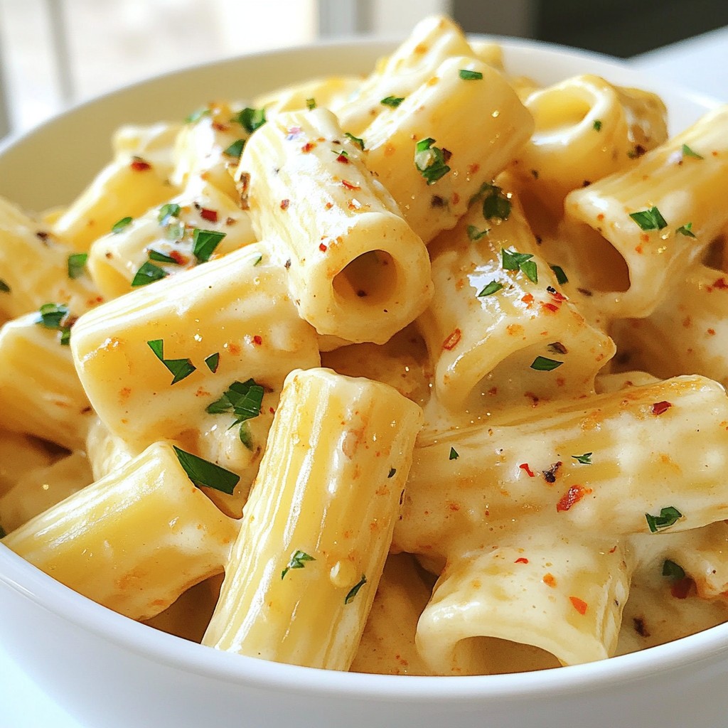 Creamy Garlic Parmesan Rigatoni Rich and Savory Dish